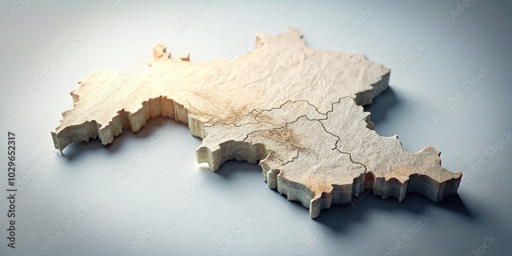 Hand Drawn 3D Map of Belgium on White Background - Artistic Low Light ...
