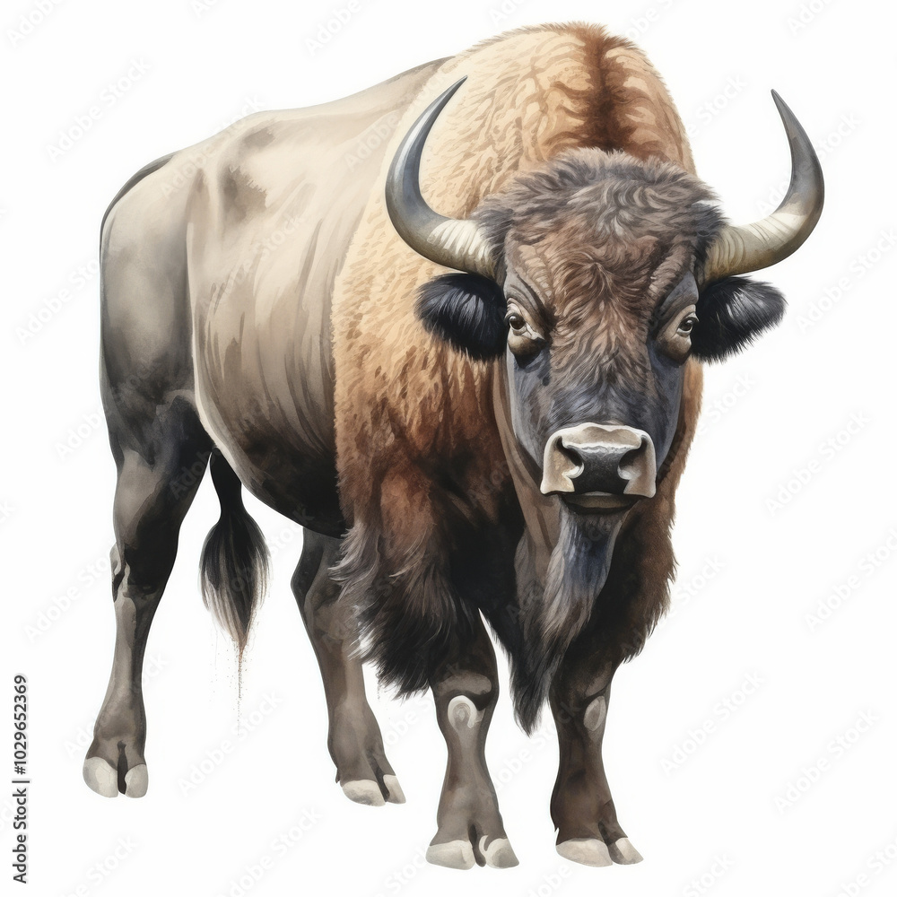 Realistic Buffalo Illustration with Detailed Texture Suitable for Educational and Wildlife Conservation Projects Realistic Buffalo Illustration with Detailed Texture Suitable for Educational and Wildlife Conservation Projects