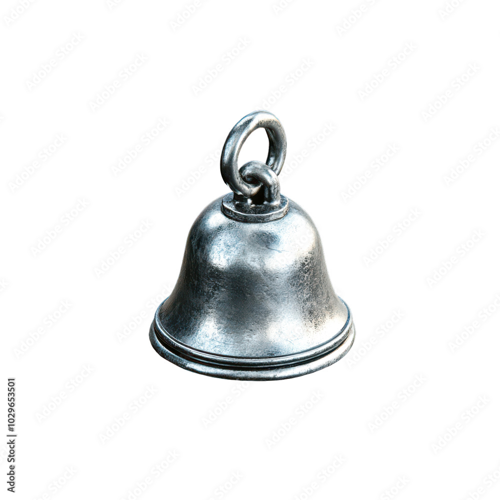 Small Silver Bell with Simple Design, Close-Up