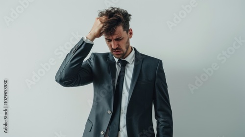 Man in Suit Feeling Frustrated