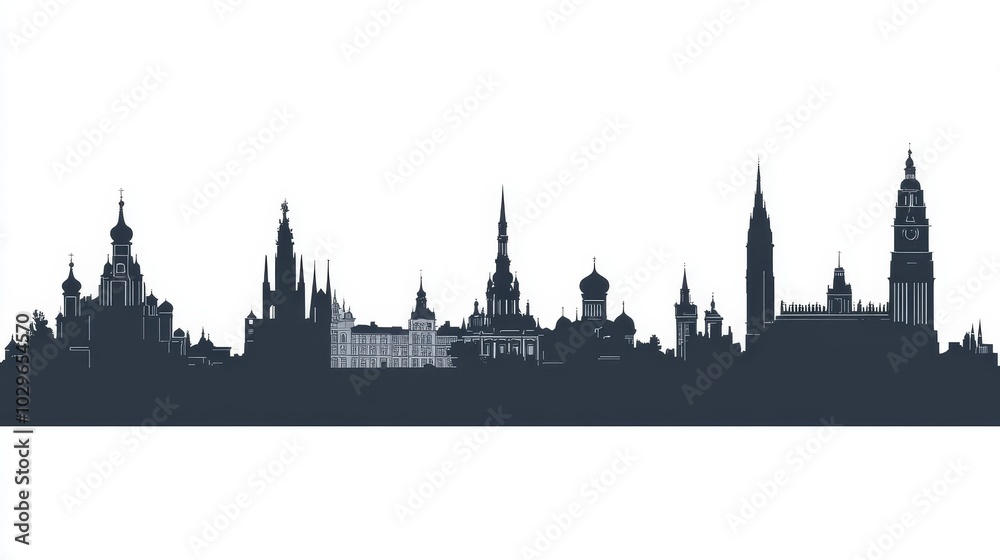 Donetsk city skyline silhouette featuring black buildings against a white background, illustrating key landmarks that highlight the blend of modern and historic architecture for business and tourism Donetsk city skyline silhouette featuring black buildings against a white background, illustrating key landmarks that highlight the blend of modern and historic architecture for business and tourism
