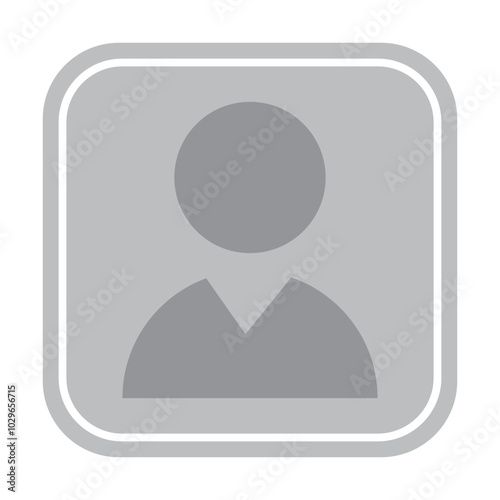 Gray user icon inside square frame. Simple head and shoulders silhouette. Represents a generic user profile.