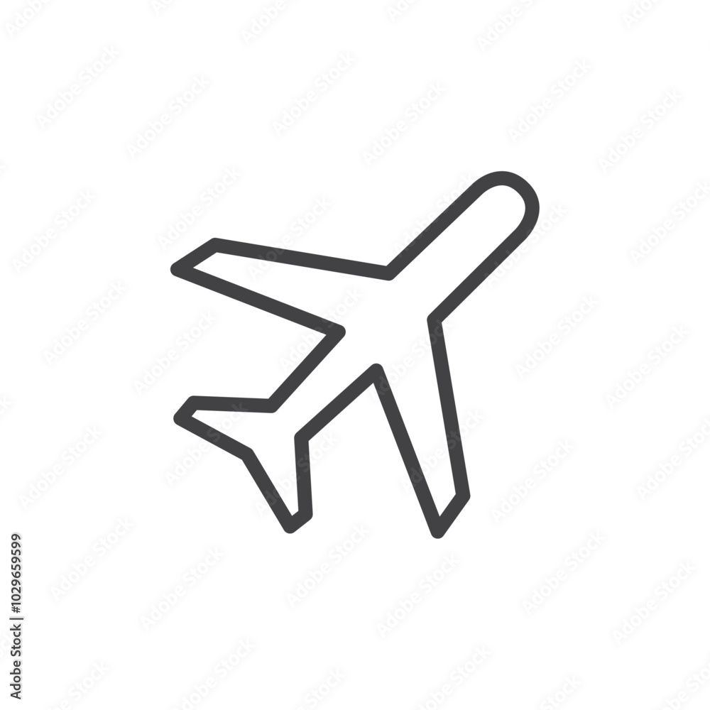 Airplane icon Thin outline art symbol Airplane icon Thin outline art symbol