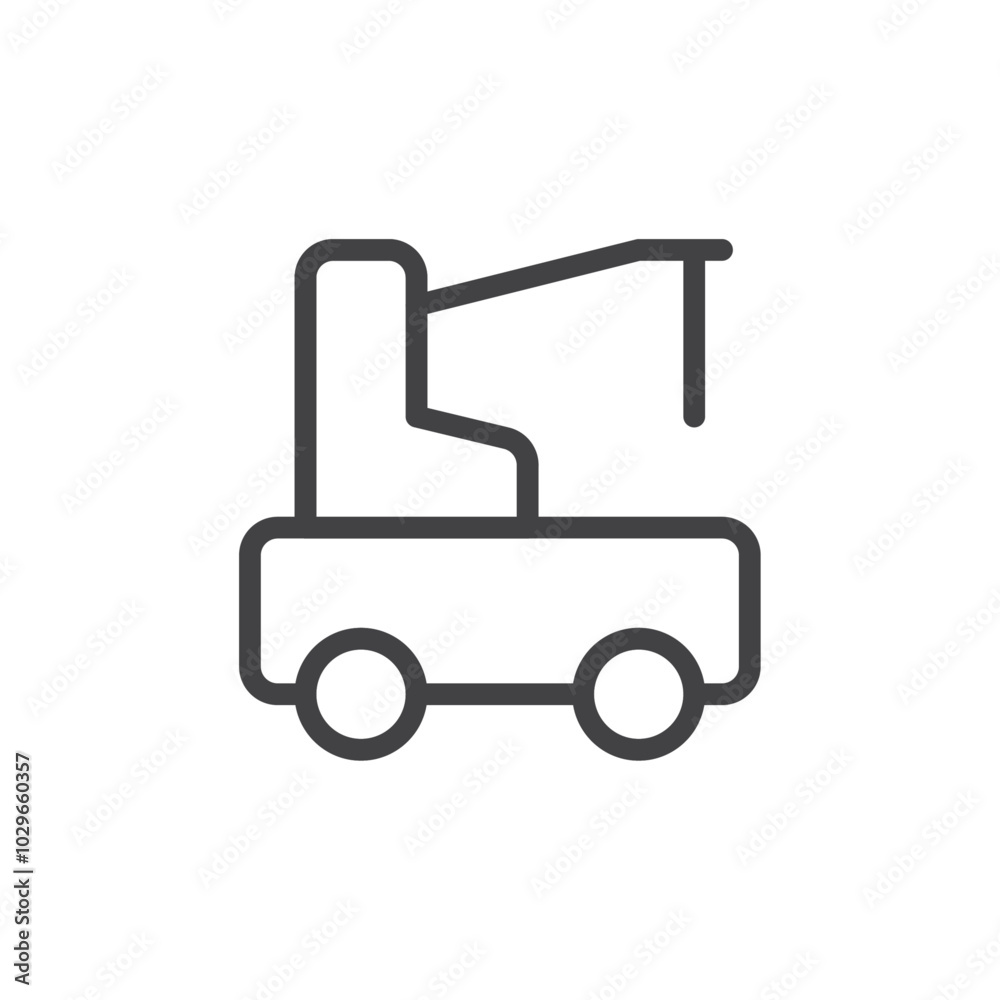 Crane truck icon Thin outline art symbol Crane truck icon Thin outline art symbol
