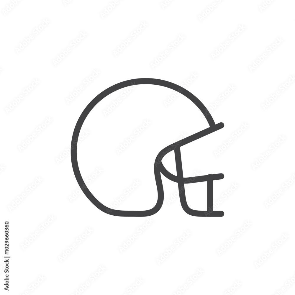 Cricket helmet icon Thin outline art symbol Cricket helmet icon Thin outline art symbol