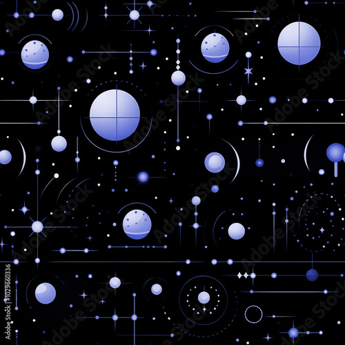 Futuristic Space Pattern with Planets and Orbit Lines