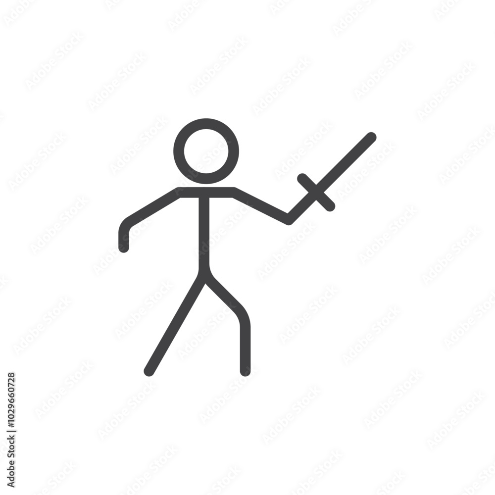 Fencing icon Thin outline art symbol Fencing icon Thin outline art symbol