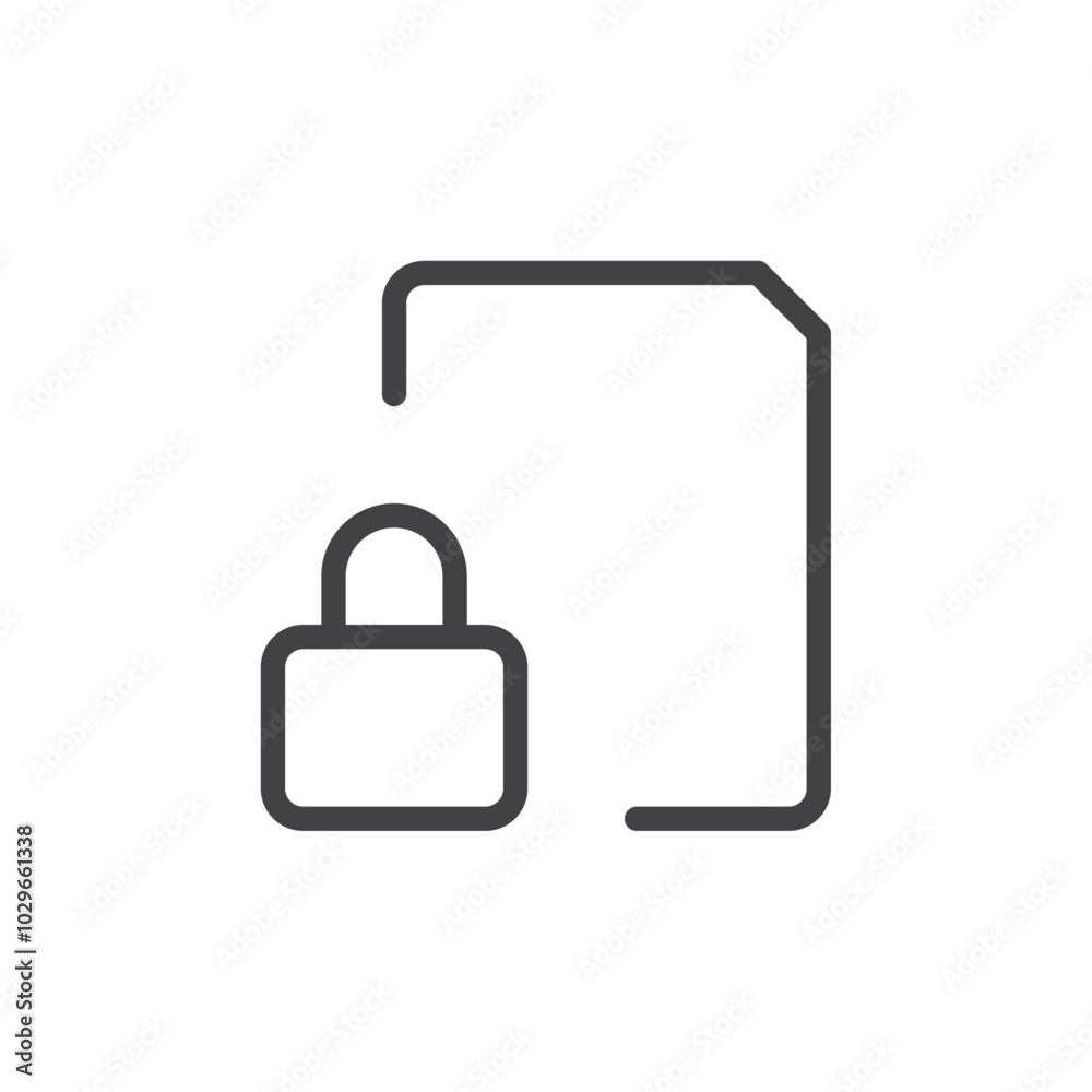 Locked file icon Thin outline art symbol Locked file icon Thin outline art symbol
