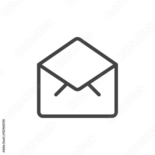 Mail open icon Thin outline art symbol