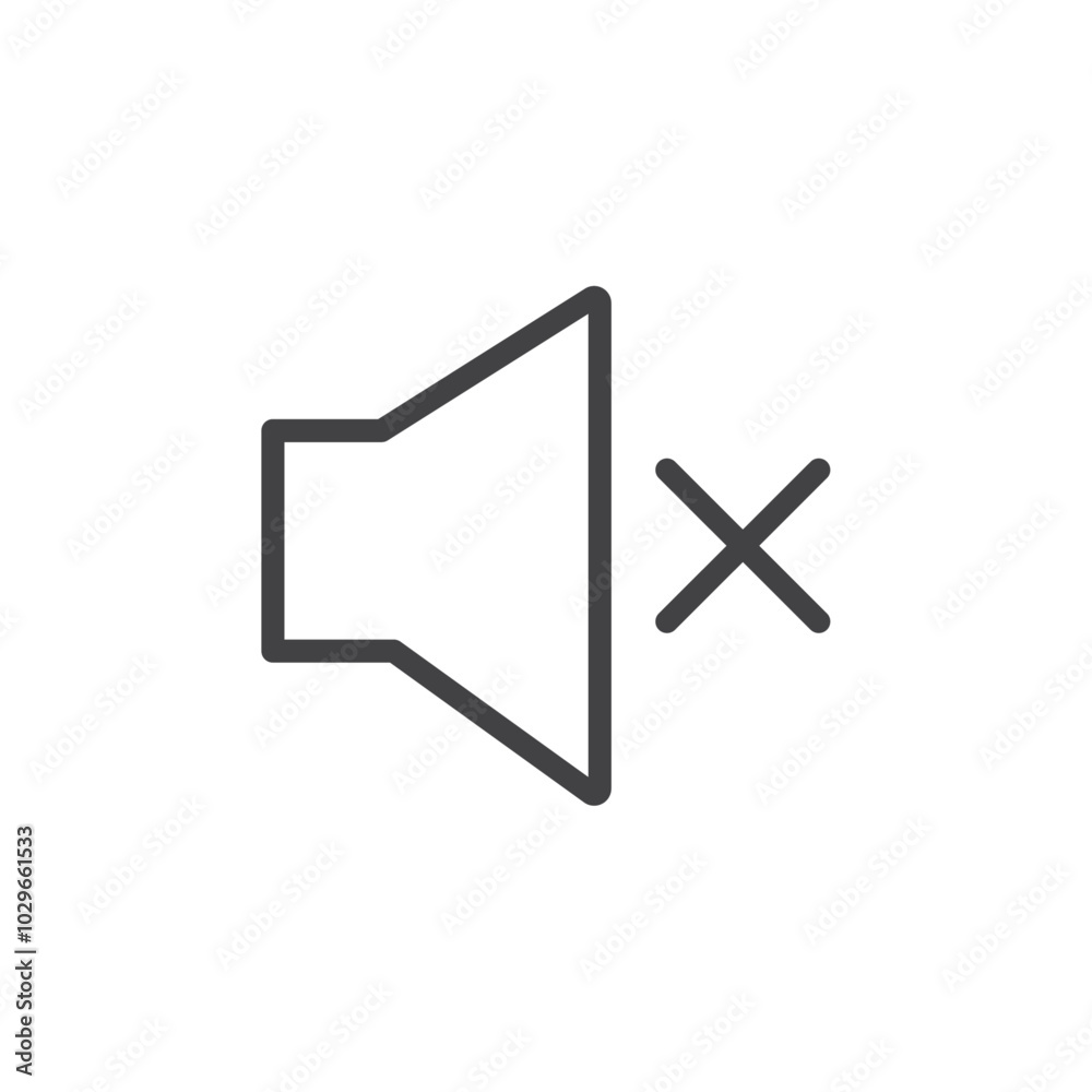 Mute icon Thin outline art symbol Mute icon Thin outline art symbol