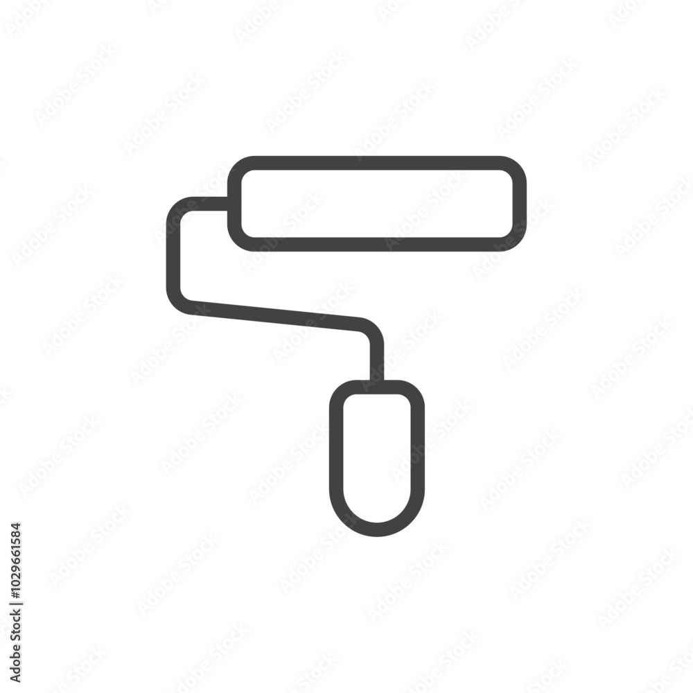 Paint roller icon Thin outline art symbol Paint roller icon Thin outline art symbol