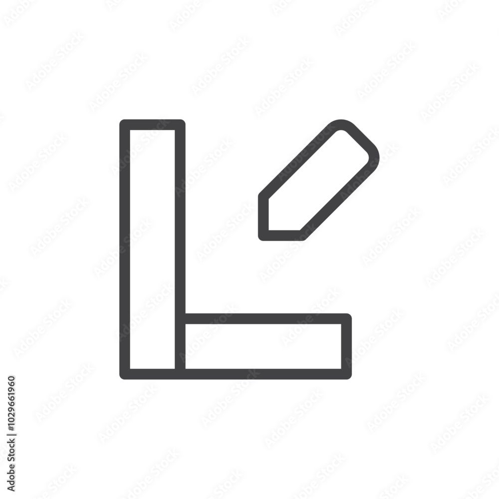 Ruler pencil icon Thin outline art symbol Ruler pencil icon Thin outline art symbol