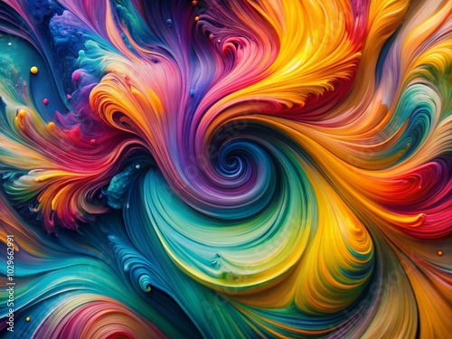 Abstract Colorful Paint Swirls in High Depth of Field for Vibrant Artistic Backgrounds