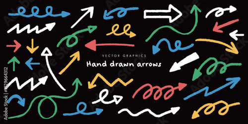 手描きタッチの矢印イラストベクターセット
