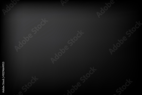 Black gradient background. Dark to light fade. Smooth texture transition. Vector backdrop.