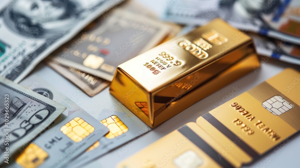 Gold Bar and Money Gold Bar and Money
