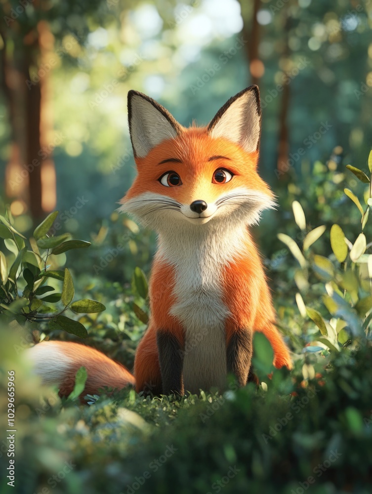 Fototapeta premium Adorable Animated Fox Character