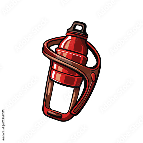 Vector illustration of a red bicycle water bottle cage.