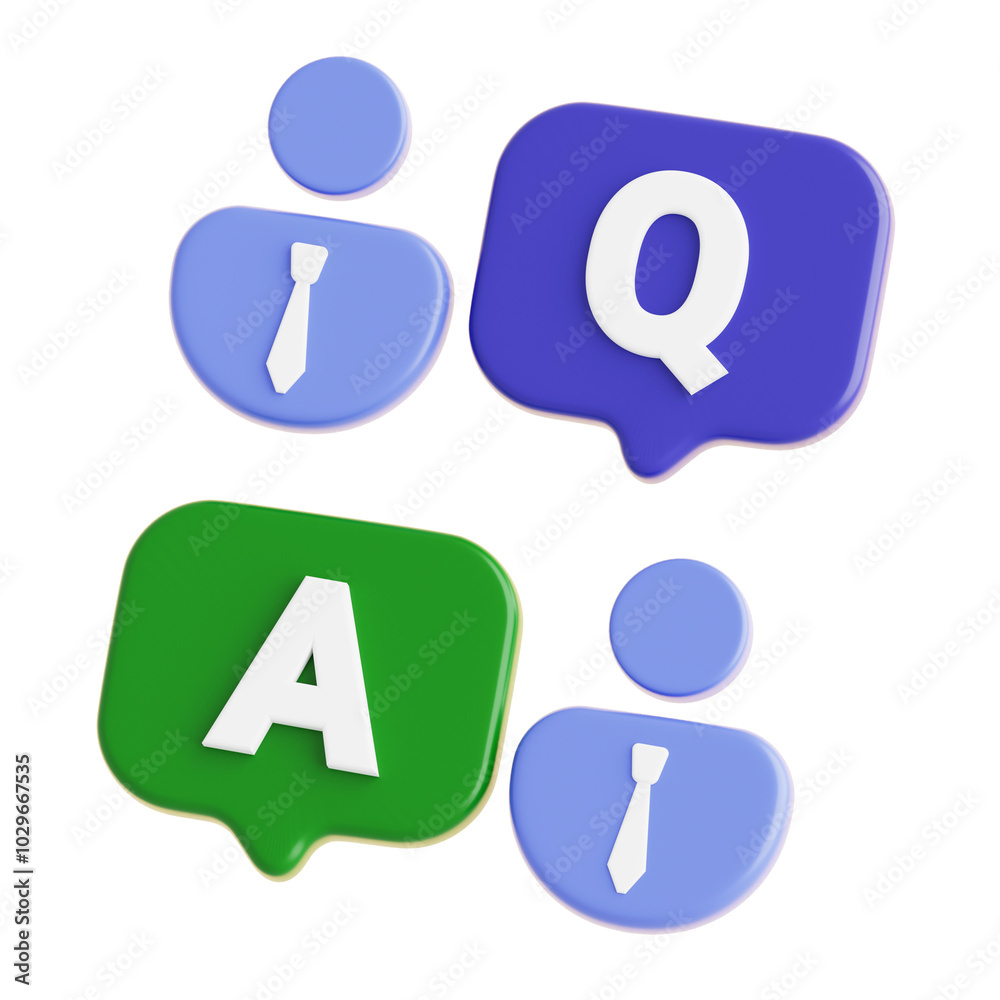 Fototapeta premium 3d interview icon.. Suitable for business communication, FAQ pages, or presentation slides