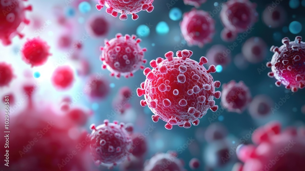 3D visualization of virus cells, showcasing intricate details. Ideal for medical, educational, and scientific projects. 3D visualization of virus cells, showcasing intricate details. Ideal for medical, educational, and scientific projects.