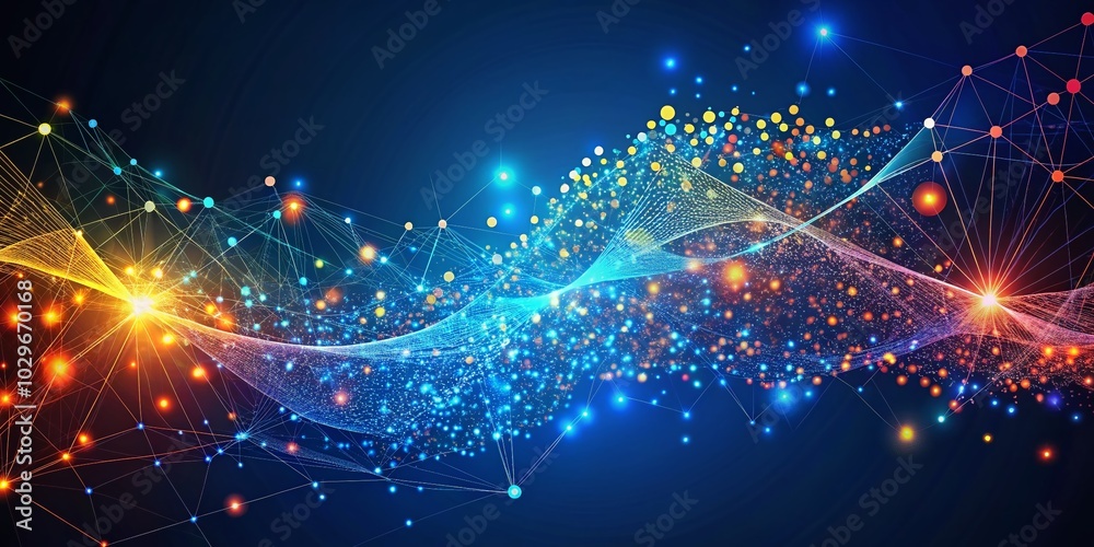 Obraz premium Abstract Particle Technology Background - Big Data Concept in Silhouette Photography