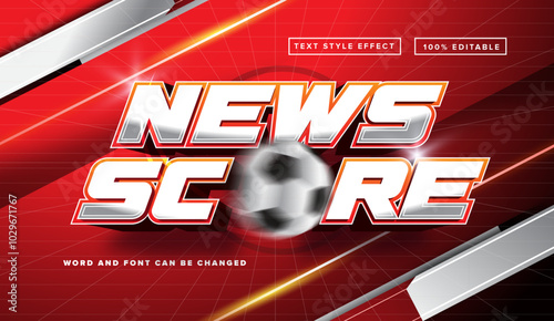 Red news Soccer with soccer ball text style effect editable