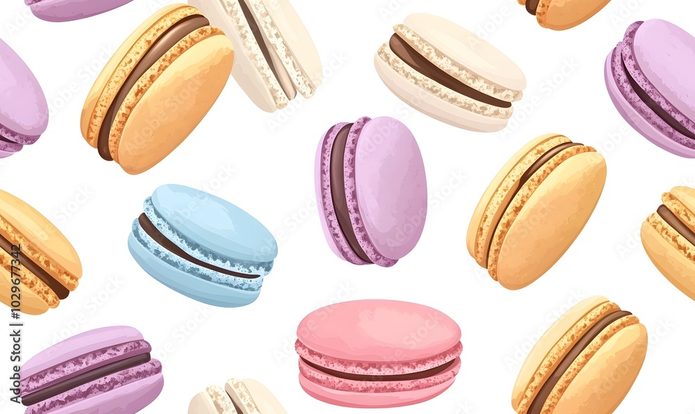 cartoon style, Multicolored macaroons on a isolated white background, Generative AI cartoon style, Multicolored macaroons on a isolated white background, Generative AI