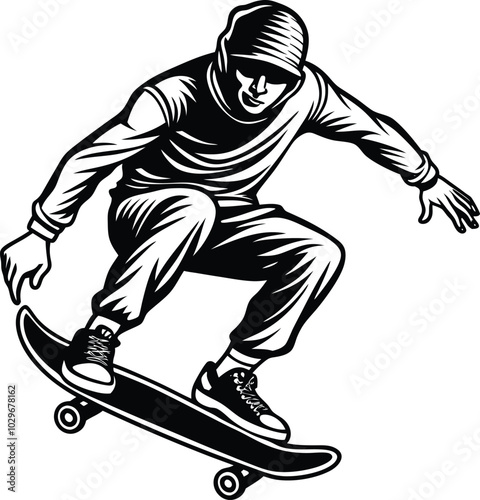 skateboarding modern vector design silhouette on white background eps10