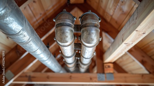 Closeup of Pipes in Attic