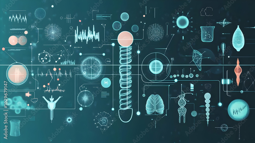 Abstract Medical Background Shows Human Anatomy with Futuristic Technology Abstract Medical Background Shows Human Anatomy with Futuristic Technology