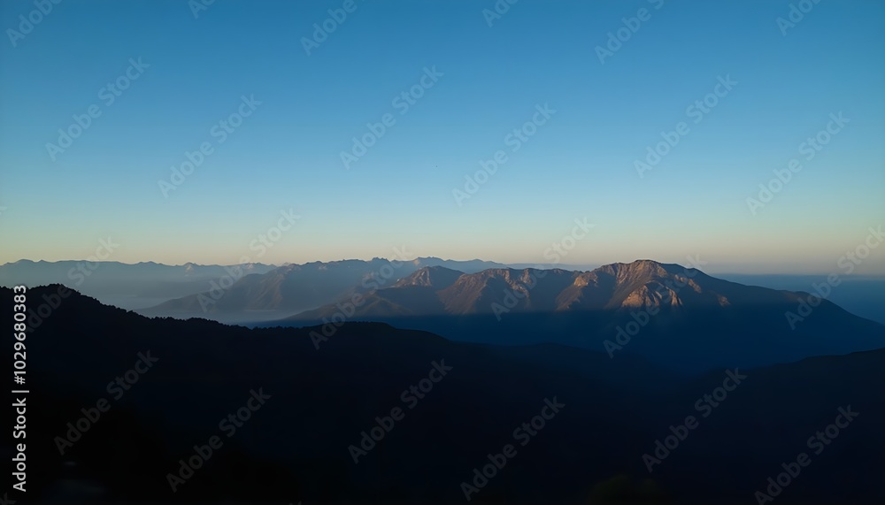 Panorama photo blue sky mountains silhouettes blue brown Panorama photo blue sky mountains silhouettes blue brown