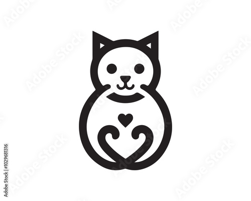 Cat logo design icon symbol vector template. Silhouette cat illustration