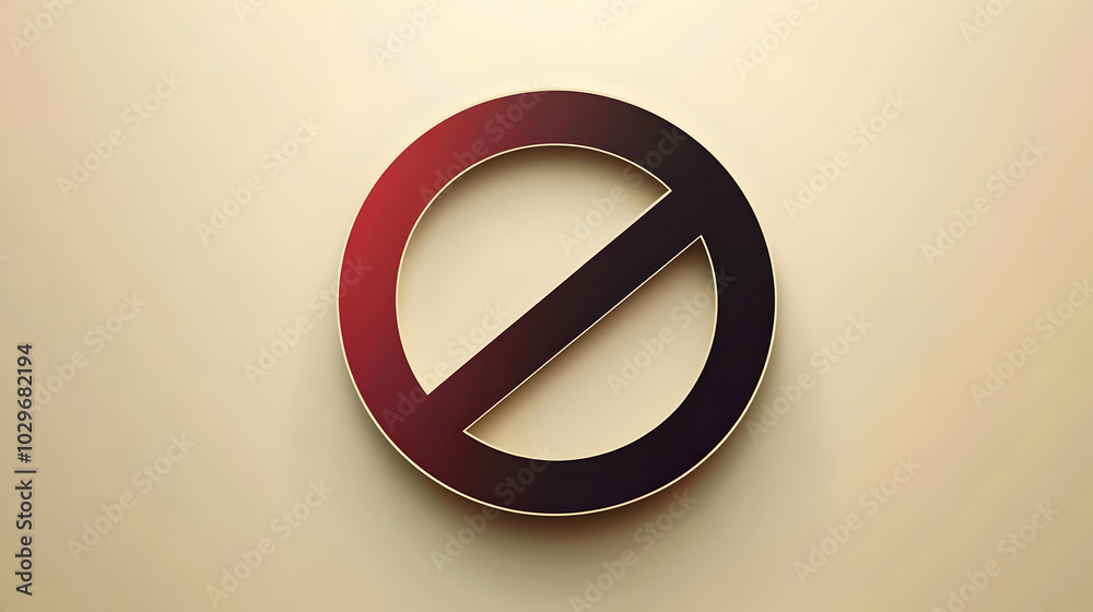 Red and Black No Sign Icon with a Gradient on a Tan Background