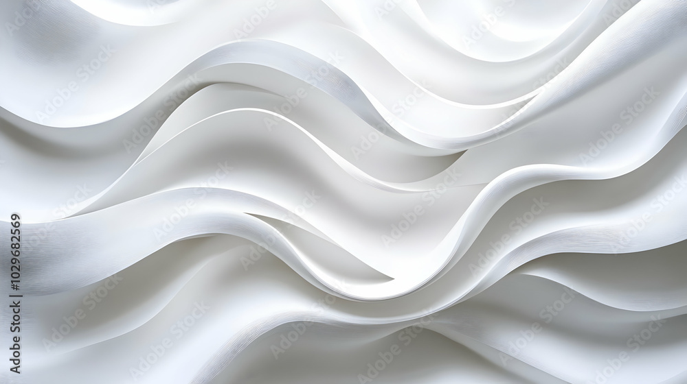 Obraz premium Abstract white waves background with smooth lines in 3D.