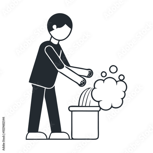 Hand washing with foam vector icon design