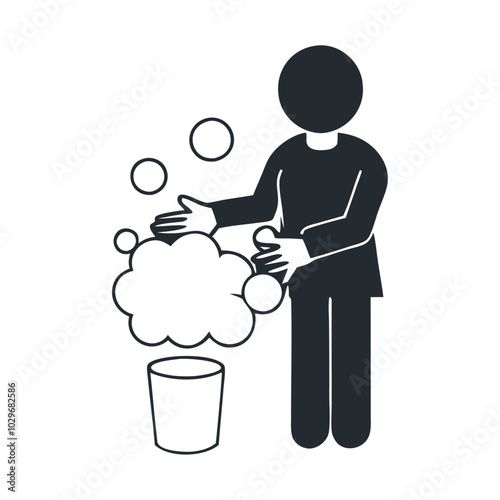 Hand washing with foam vector icon design