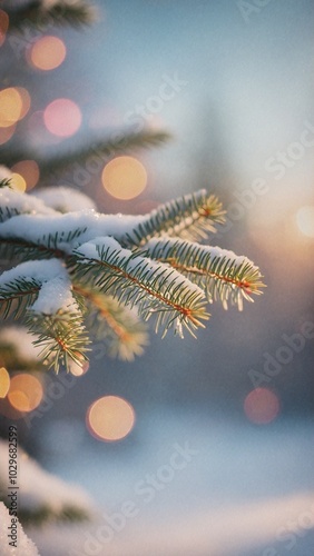 a branch of a Christmas tree on which there is snow