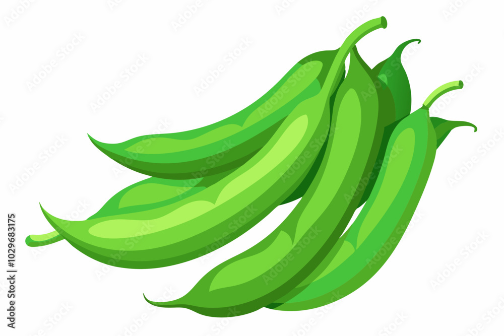 Fresh green beans on white background Fresh green beans on white background