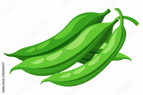 Fresh green beans on white background