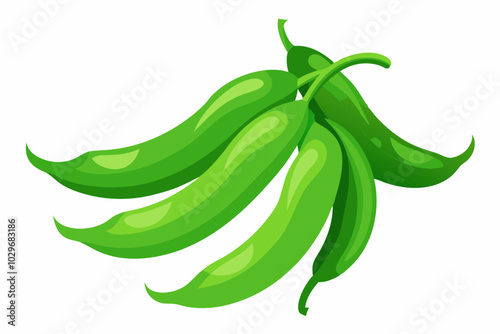 Fresh green beans on white background