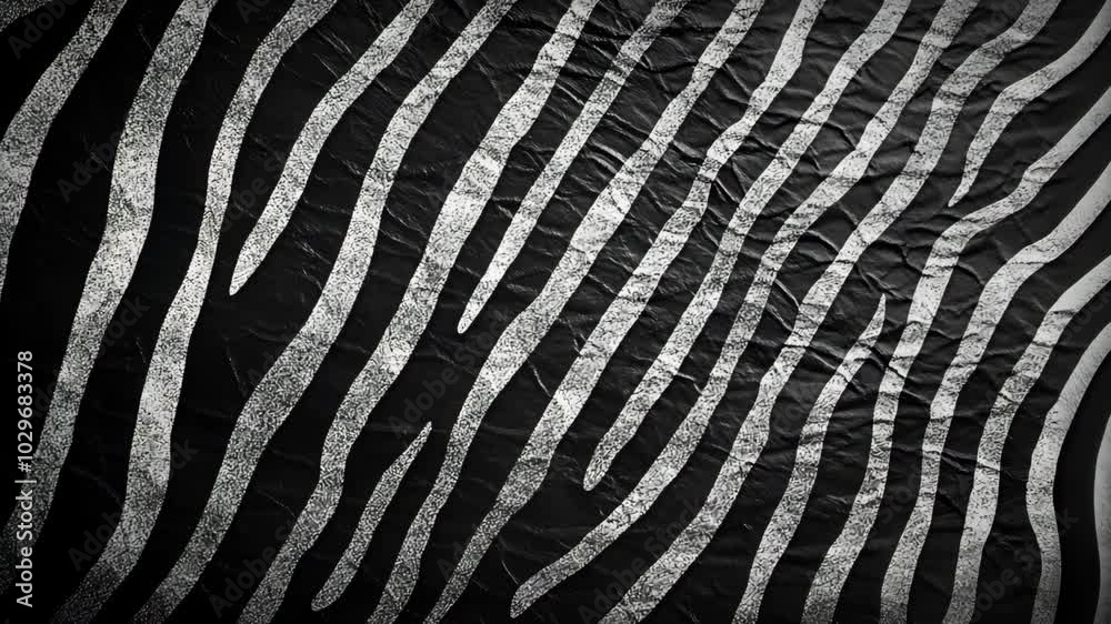 A black and white zebra print pattern on wrinkled fabric A black and white zebra print pattern on wrinkled fabric
