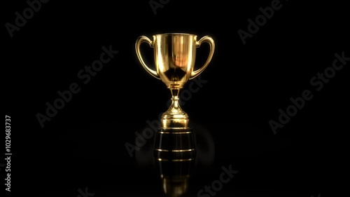 The Gold Trophy 360 Rotation video features a gold trophy spinning smoothly. The reflective surface highlights its prestige, showcasing a celebration of achievement.