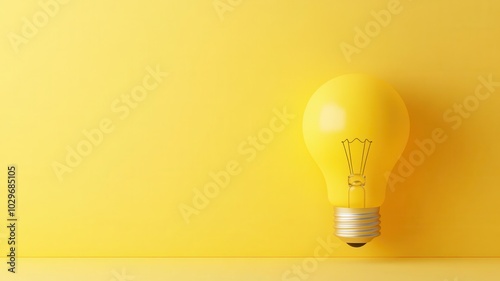 A bright yellow light bulb against a matching yellow background, symbolizing creativity and inspiration.