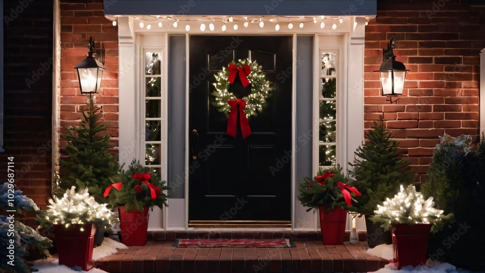Fototapeta premium christmas tree in front of the house