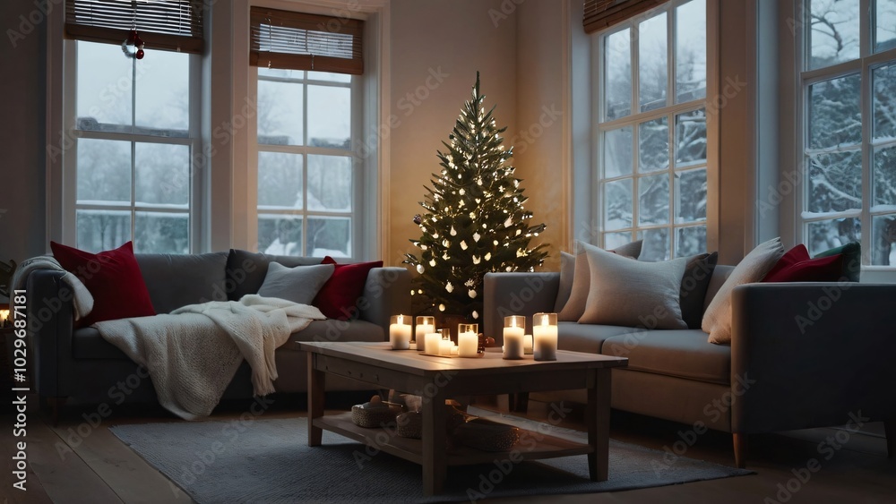 living room with christmas tree living room with christmas tree