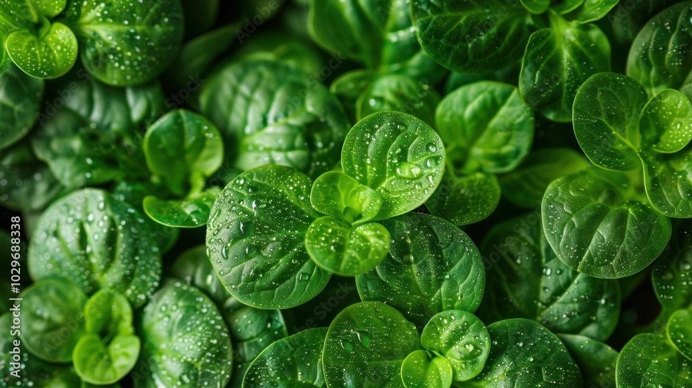 Fresh Dew on Organic Spinach Leaves Fresh Dew on Organic Spinach Leaves