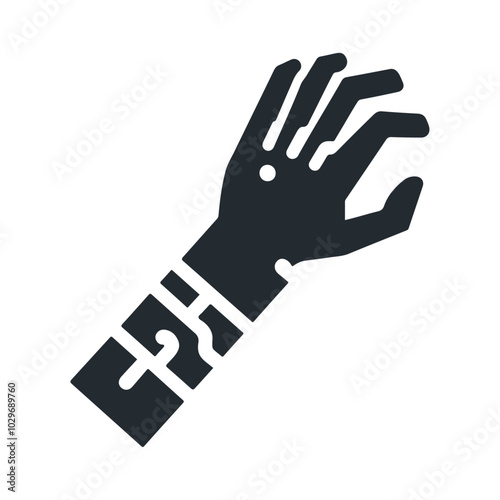 Black silhouette Halloween Zombie arm vector icon design