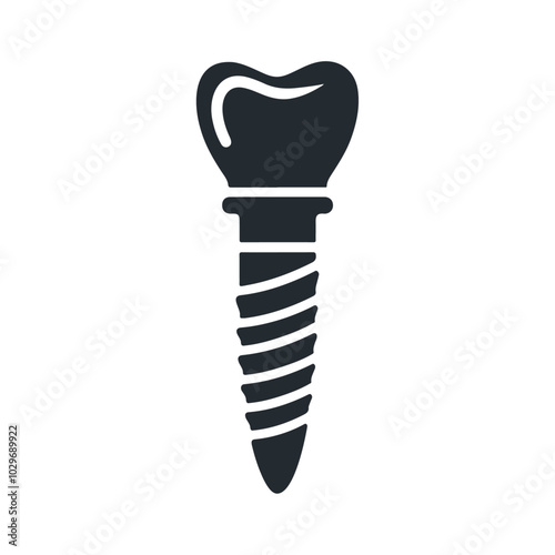 Dental implant black silhouette vector icon design