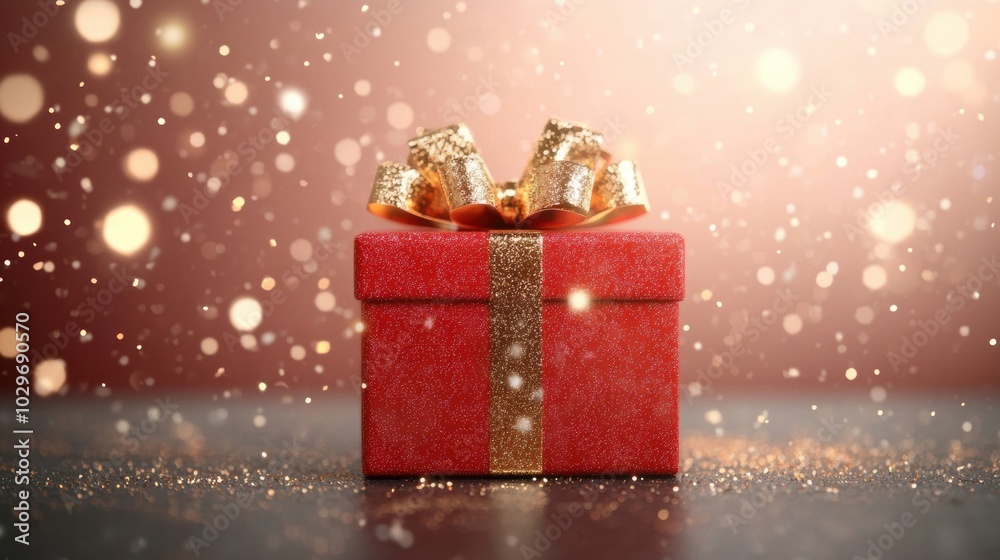 This charming red gift box features sparkling golden glitter and an elegant bow, ideal for presenting gifts during holidays or celebrations This charming red gift box features sparkling golden glitter and an elegant bow, ideal for presenting gifts during holidays or celebrations