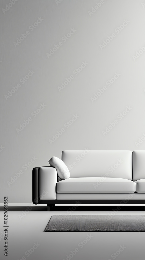 Modern white sofa in minimalist interior Modern white sofa in minimalist interior